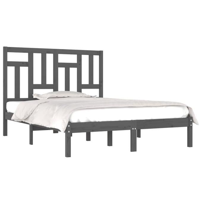 vidaXL - Bedframe - massief - grenenhout - grijs - 200x200 - cm