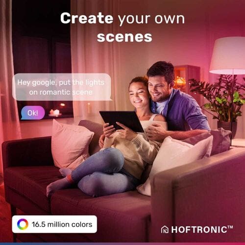 HOFTRONIC SMART Set van 10 Smart lampen - E14 Kaarslamp - 5,5 Watt 470 lumen - RGBWW - Wifi & Bluetooth - Bestuurbaar via app - Google Home, Amazon