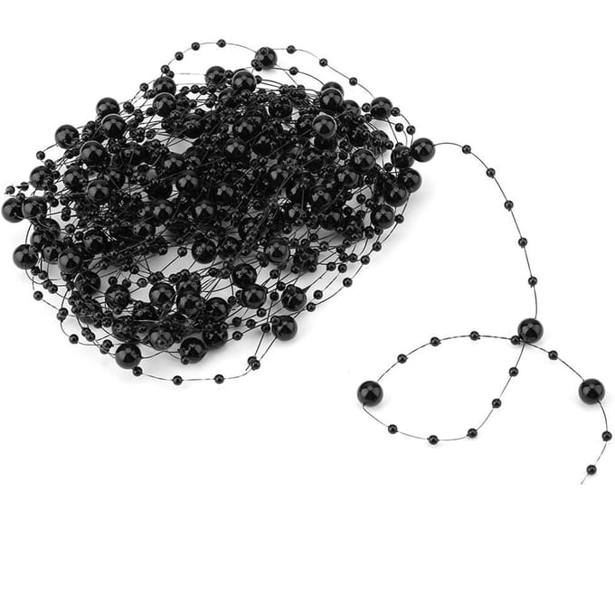 Fil de Pêche 10M Perles Artificielles Chaîne de Perles DIY Décoration Fête de Mariage Black noir