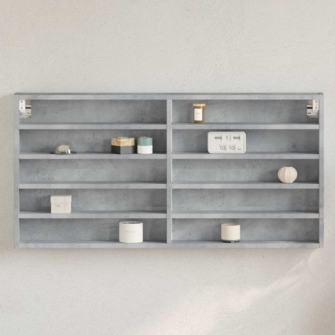 vidaXL - Vitrinekast - 100x8,5x50 - cm - bewerkt - hout - betongrijs