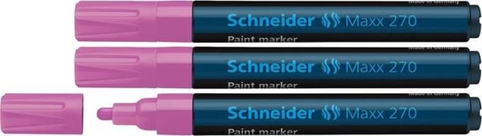 Schneider lakmarker - Maxx 270 - lijnbreedte 1-3 mm - roze - 3 stuks - verfstift - S-127009-3