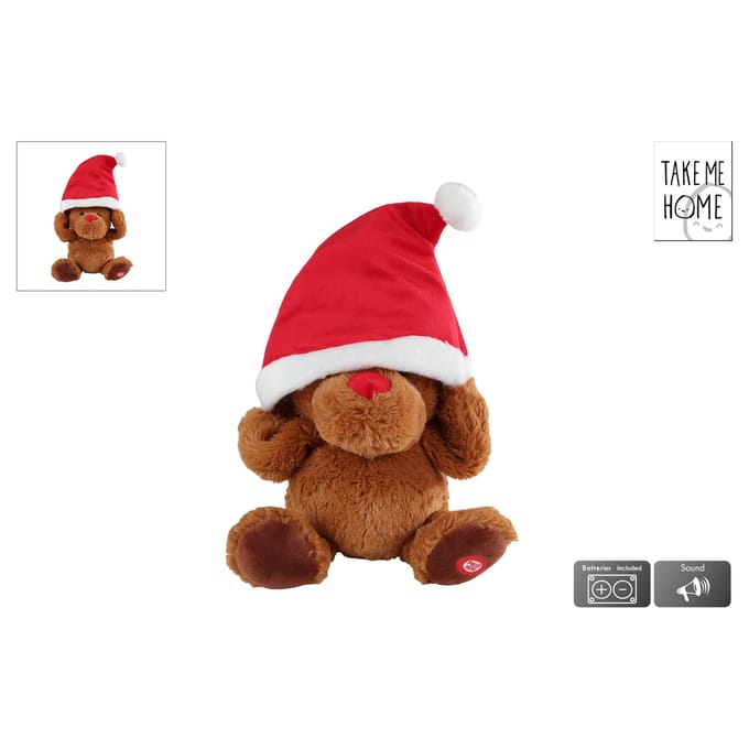 Dansend rendier pluche speelgoed met kerstmuts en muziek multi kleuren.