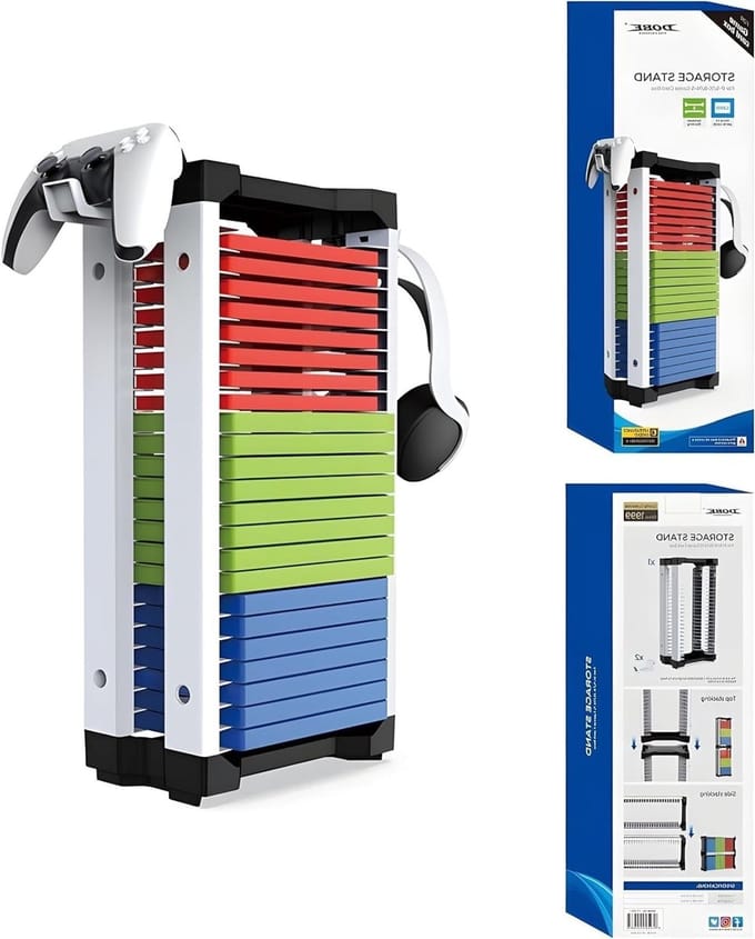 Game Disc Houder, Opberg Tower voor 23 Game CD's met 2 Haakjes, Organizer voor PS5, Xbox en Nintendo Switch Spellen