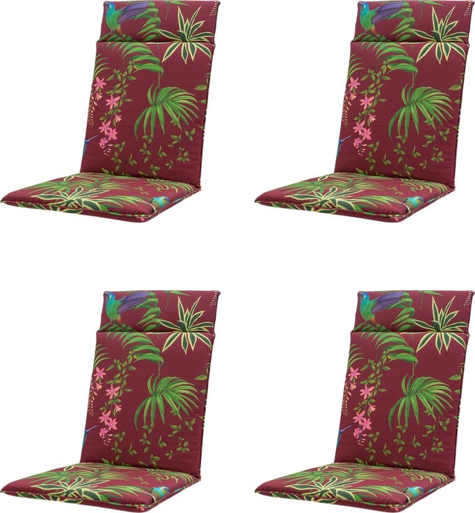 Madison - Tuinkussen - Hoge Rug - 4 st - Celeste Red - 120x50cm - Rood