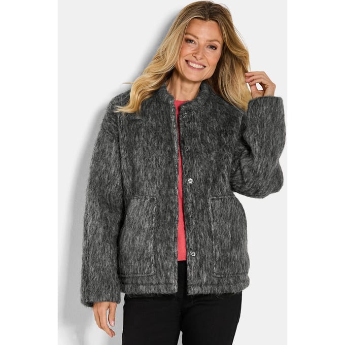 Wollen jack in vachtlook - grijs - Gr. 23 van Goldner Fashion