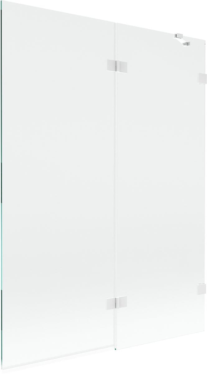 Mexen Lunar badwand 2-delig rechts 130 x 150 , transparant, wit - 897-130-100-20-00-P