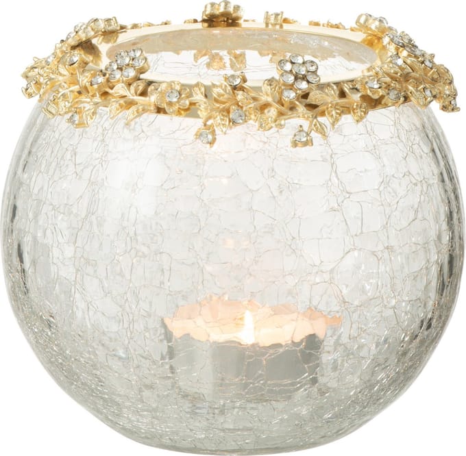 J-Line kaarshouder Volve - metaal/glas - goud/transparant - large