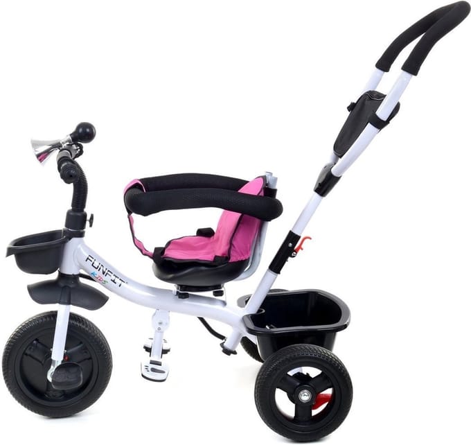 Driewieler - fiets - met duwstang en zonnekap - roze