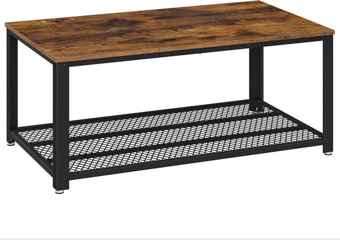 Industrieel Design Salontafel met Verstelbare Poten en Grote Plank - Modern Woonkamertafel