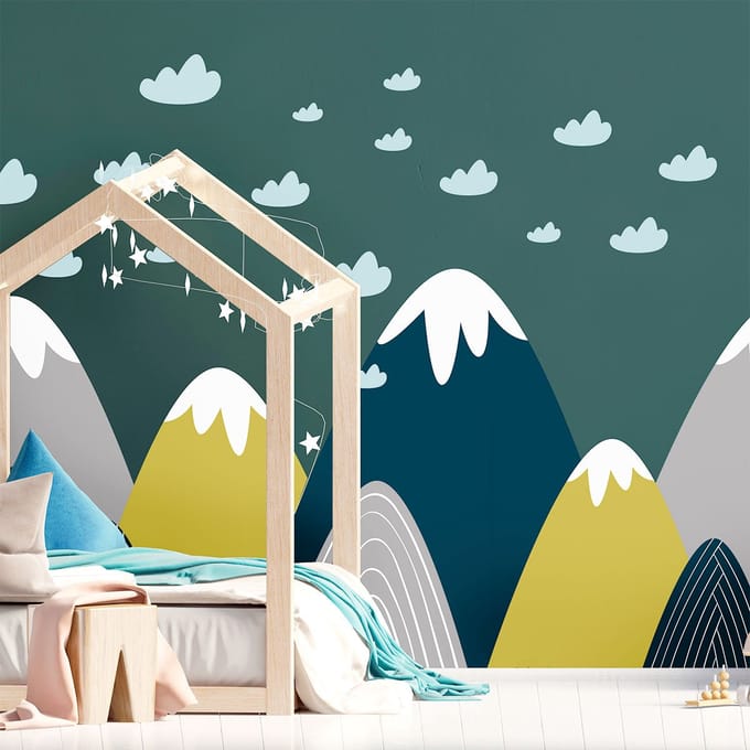 Kinderstickers van Scandinavische bergen, ontwerp van Donka, 110 x 165 cm