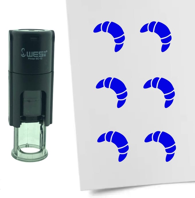 CombiCraft Stempel Croissant 10mm rond - blauwe inkt