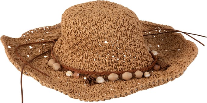 J-Line strandhoed Parels - karton - naturel/bruin