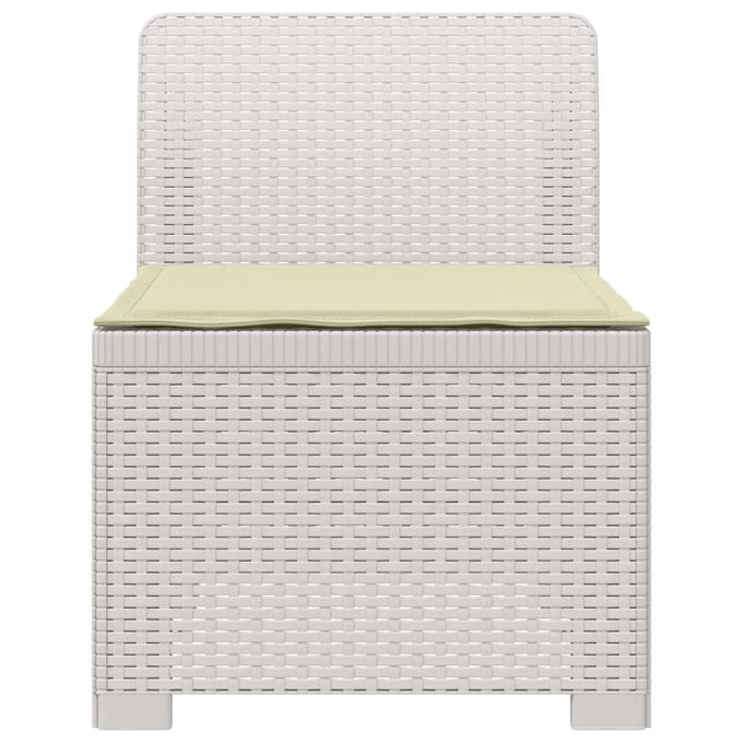 vidaXL - Eén-zits - Tuin - Sofa - met - Kussen - Rieten - Look - PP - Wit
