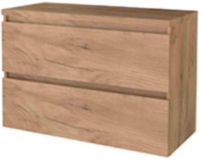 Basic-Line Start 46 Badkamermeubelset - 100 x 46 cm - Greeploos - 2 Lades - Wastafelblad - Whisky Oak
