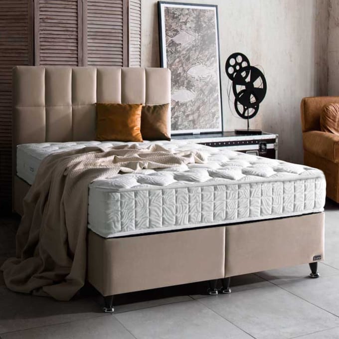 BSS Bedding Golden Prime - Bed Boxspring Set - 180 x 200 H4 / H5 - Complete Boxspring - Slaapkamerbed - 1 x Matras - 2 x Bedbox - 1 x Bedhoofdeinde