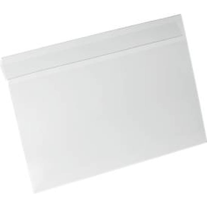 Duurzame etiketzak, harde kaft, met vouw, DIN A4 liggend, B 297 x H 210 mm, transparant