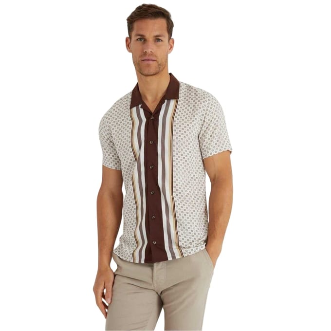 Threadbare Gedessineerd herenoverhemd (Crème)