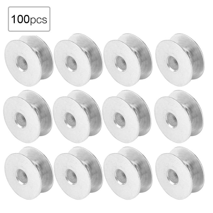 100pcs Bobines en Aluminium Bobine Vide pour Pièces de Machine à Coudre Plate white