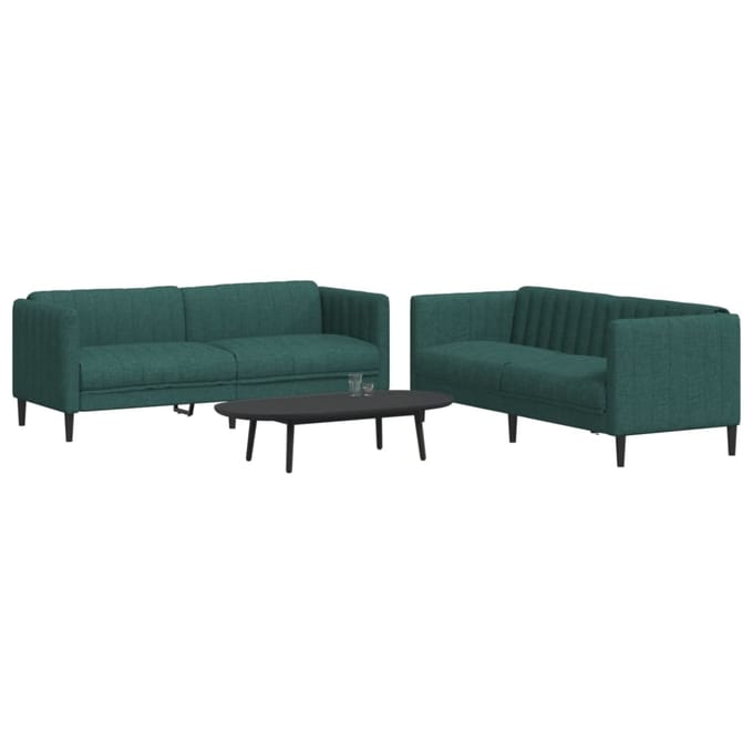 vidaXL - 2-delige - Loungeset - stof - donkergroen