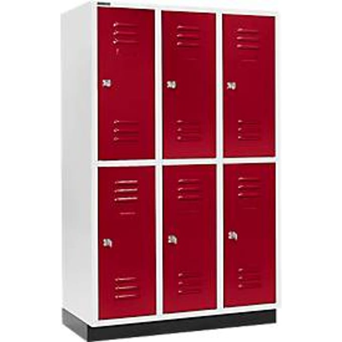 Schäfer Shop Select Kledinglocker, met 3 x 2 compartimenten, 400 mm, met fitting, cilinderslot, Deur robijnrood