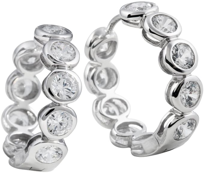 Diamonfire - Zilveren oorringen Eternity - Zirkonia - Rond