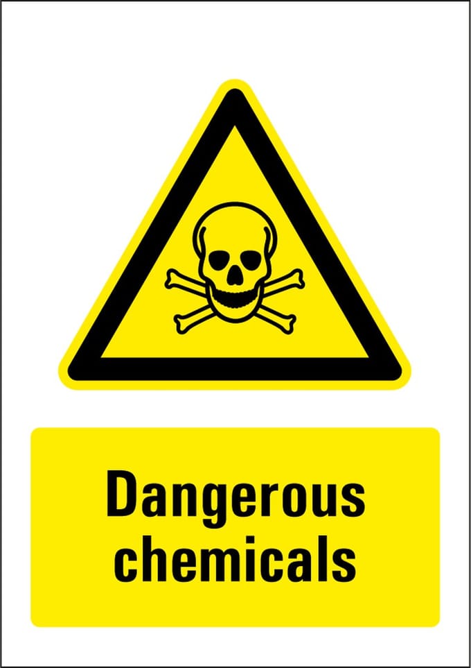 Dangerous chemicals sticker 297 x 420 mm