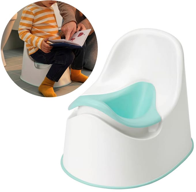 LOCKIG Kinderpotje met uitneembare inzet, VEILIG, antislip, wit-turkoois