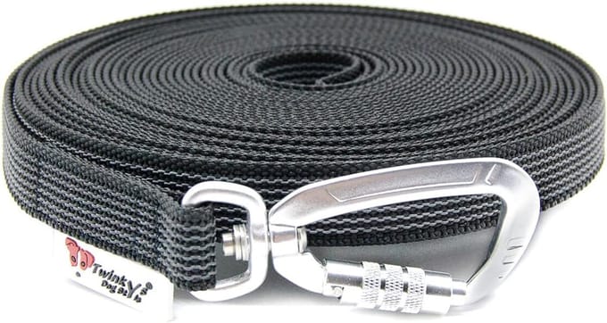 Hondenriem - Sleeplijn trainingslijn - Hondentraining buiten - Antislip rubberdraden - 15 meter - Zwart