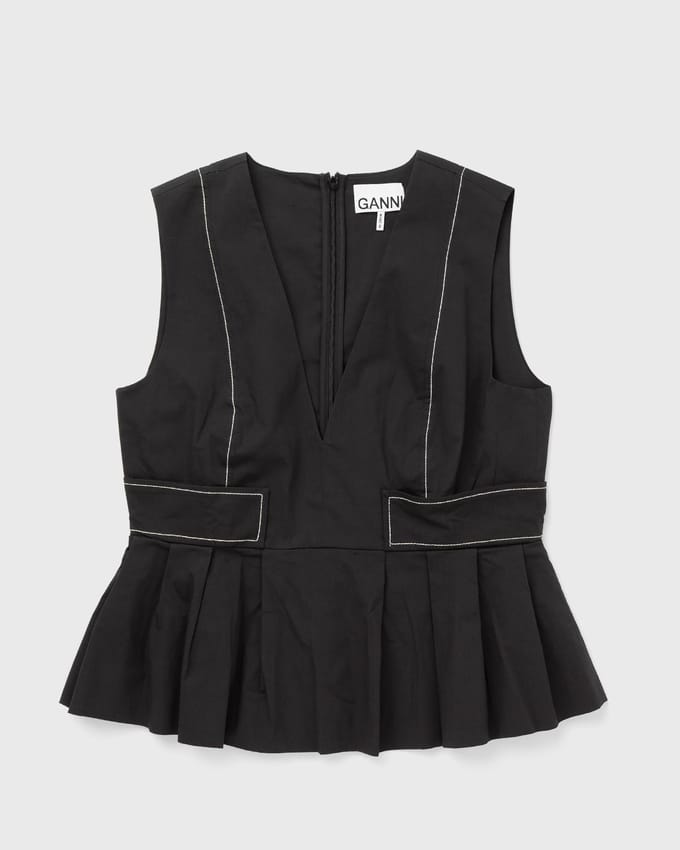 Stretch Cotton V-neck Pocket Blouse
