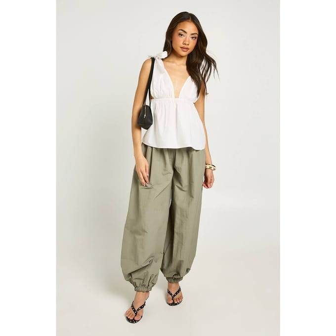 boohoo Dames Poplin Top Met Strikbandjes Op De Schouders | Wit | Maat: 34