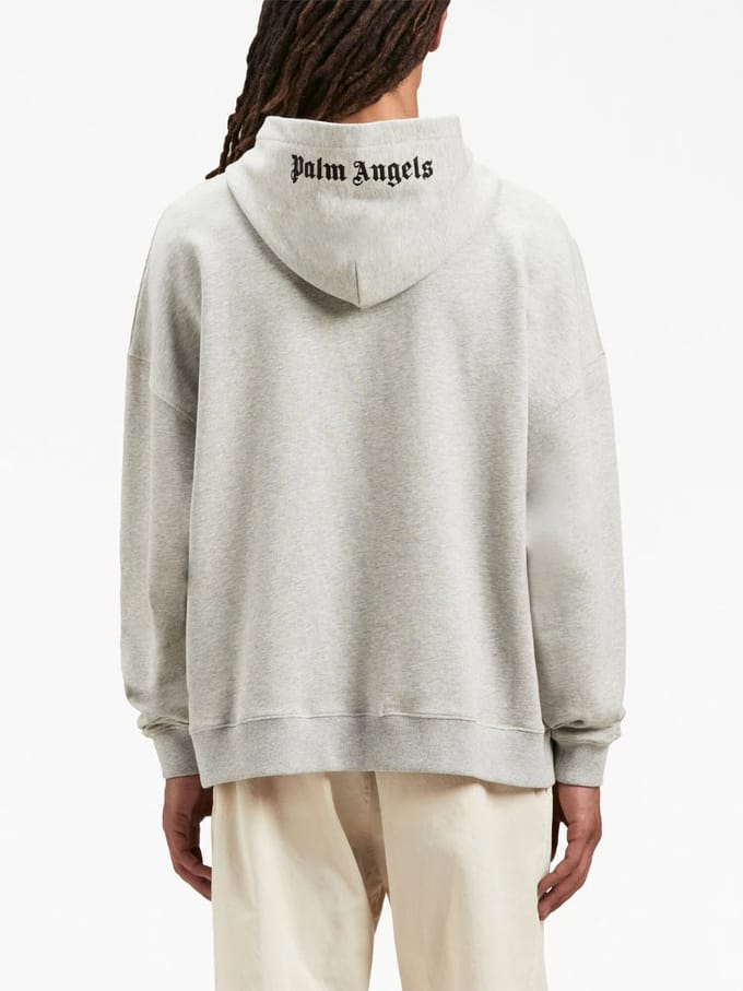 Hoodie met geborduurd logo van Palm Angels in grijs