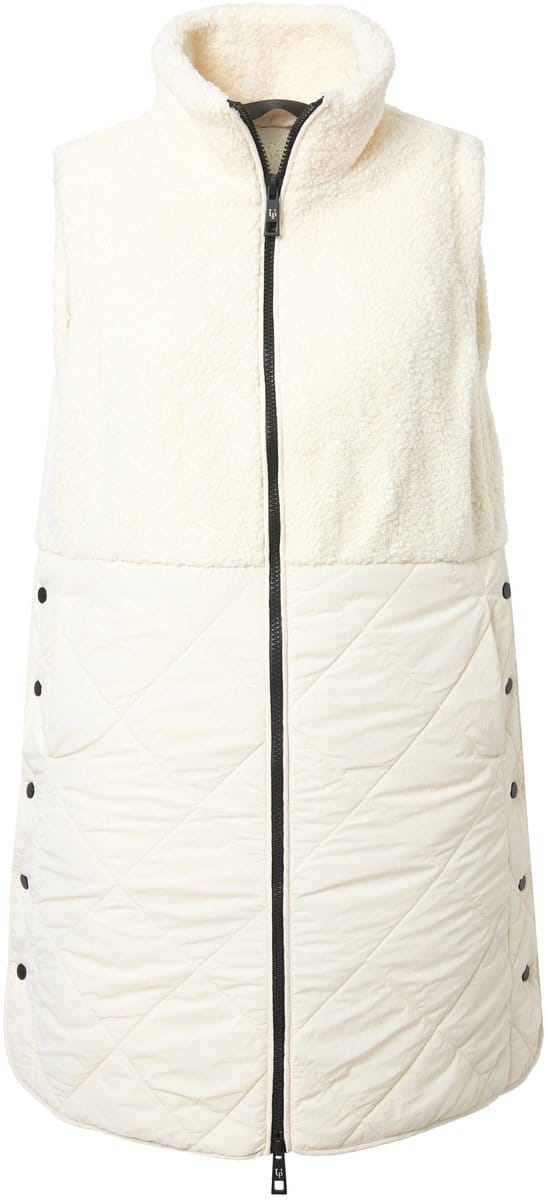 Ulla Popken - Dames - Lange bodywarmer teddyfleece/stiksel - Off-white - Maat 42+
