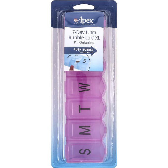 7-Daagse Ultra Bubble-Lock Pillenbox, XL, 1 Pillendoosje pink