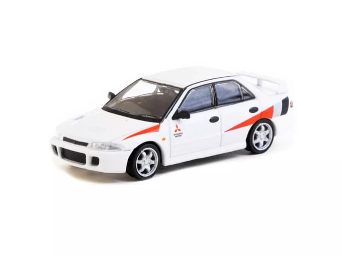 Tarmac Works Mitsubishi Lancer RS Evolution I Wit Tarmac Works Lancer Evolution Minibusje 1/64 [Artikel] wit