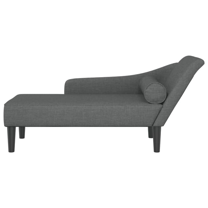 vidaXL - Chaise - longue - met - kussens - stof - donkergrijs