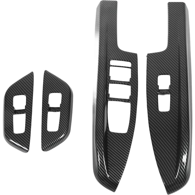 4 Stuks Deur Raambedieningspaneel Cover Koolstofvezel Stijl Raamlifter Decor Vervanging voor Kia black