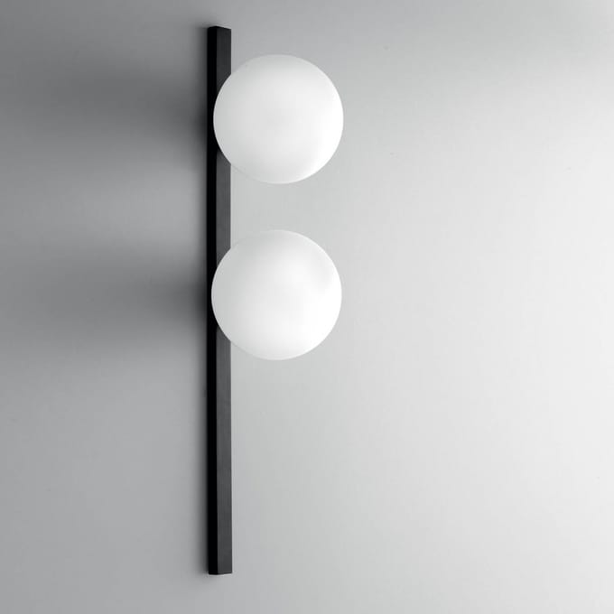 Luce Ambiente Design Wandlamp Enoire, hoogte 60 cm, zwart, metaal/glas, 2-lamps