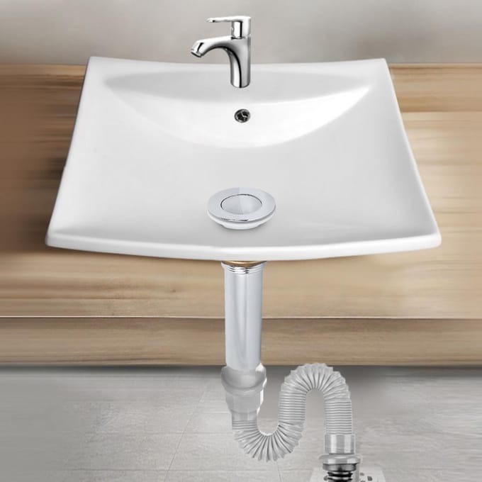 Kit de Bouchon de Vidage Pop-Up pour Lavabo de Maison avec Électrodéposition Sans Trou de Trop-plein Accessoires pour Lavabo white
