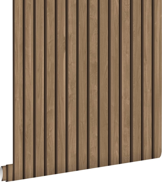 ESTAhome behang houten wandpanelen 3d lichtbruin - 53 cm x 10.05 m - 139608