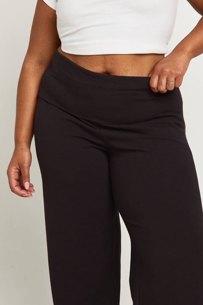 boohoo Dames Plus Basic Opgevouwen Tailleband Uitlopende Legging | Black | Maat: 20