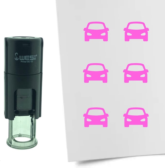CombiCraft Stempel Auto 10mm rond - roze inkt