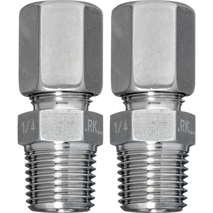 Pijpconnector roestvrij staalpijp 8 mm tot G 1/4'' buitendraad [2 stuks]