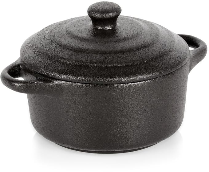 Vilde - Porseleinen Ovenschaal - 300 ml - Met Deksel - Zwart