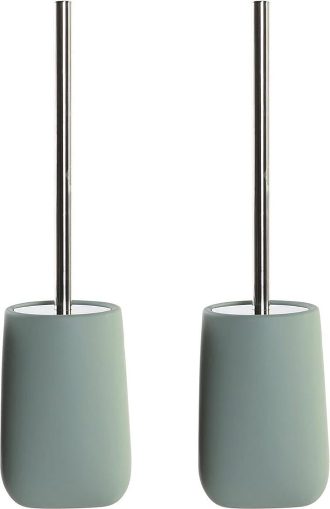 Items WC/Toiletborstel houder - 2x stuks - kunststeen - mosgroen - 41 x 11 cm