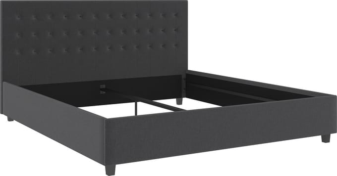 Emily-Bed - Antraciet Stof - 180x200