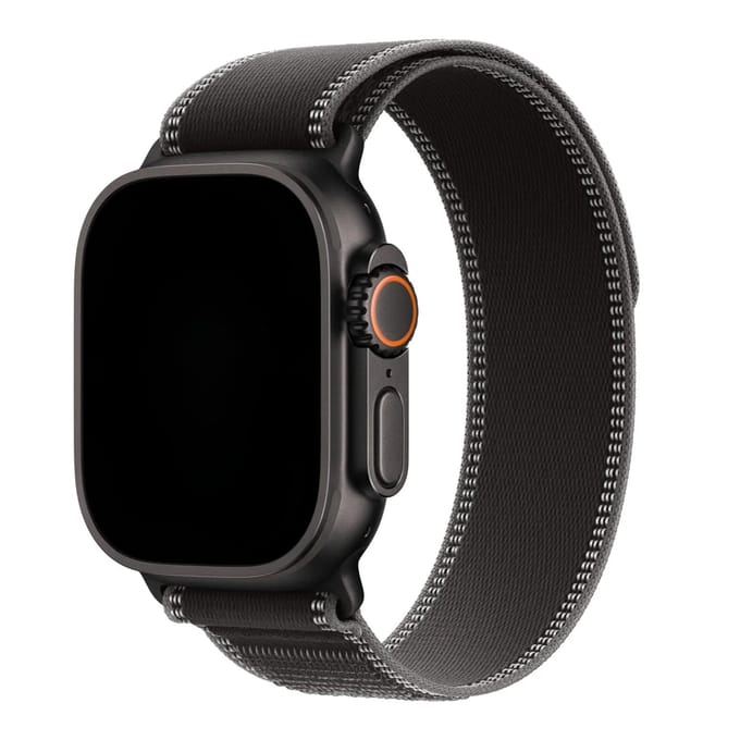 2+2 | Apple Watch Bandje Trail - Nylon - Zwart Houtskool - Zwart