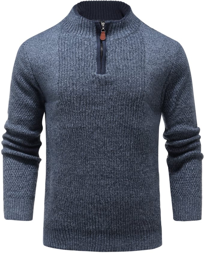 ALLTHEMEN Heren casual kraagtrui - Half-rits ontwerp - L