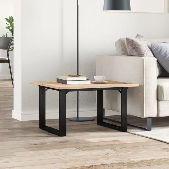vidaXL - Salontafel - O-frame - 60x60x40 - cm - massief - grenenhout - en - staal