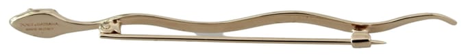 Dolce & Gabbana Gold Messing Slang Rode Kristal Gekleed Reversspeld Broche