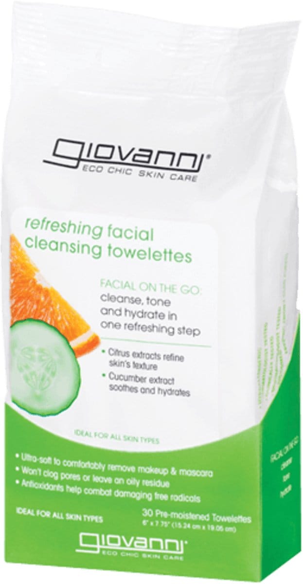 Giovanni Cosmetics - Facial Cleansing Towelettes with Citrus and Cucumber Extract (Refreshing) 30 st